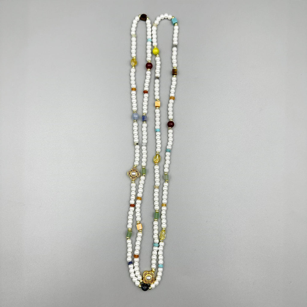 Pearl Natural Stone Bead Long Necklace N5335 - view 5