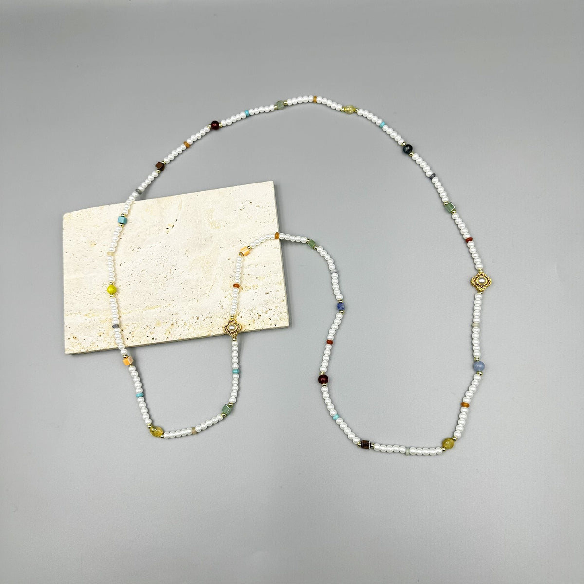Pearl Natural Stone Bead Long Necklace N5335 - view 9