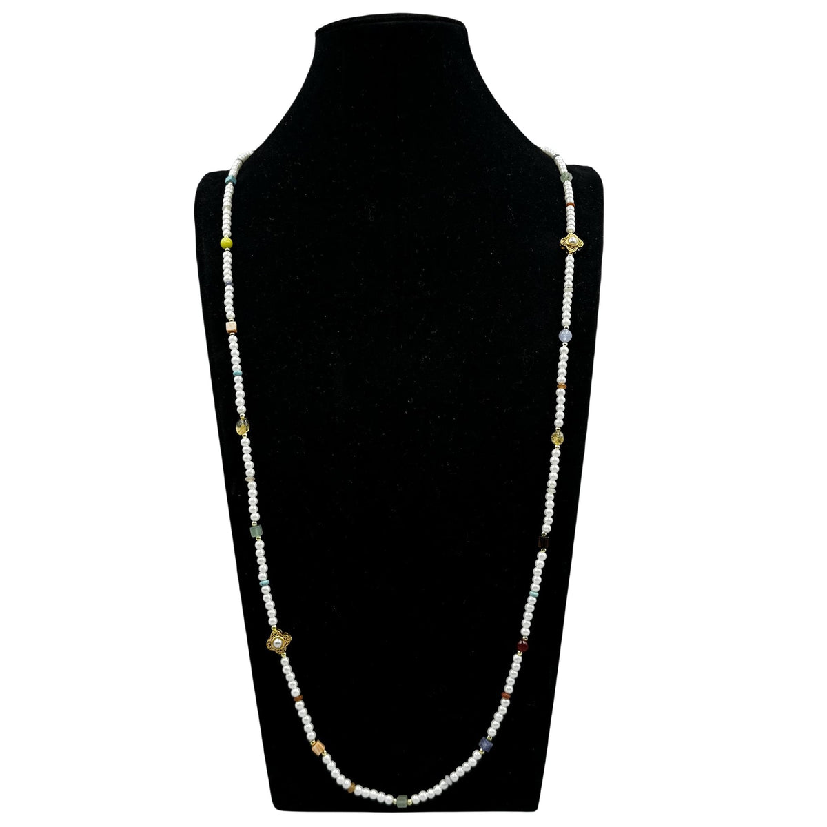 Pearl Natural Stone Bead Long Necklace N5335 - view 10