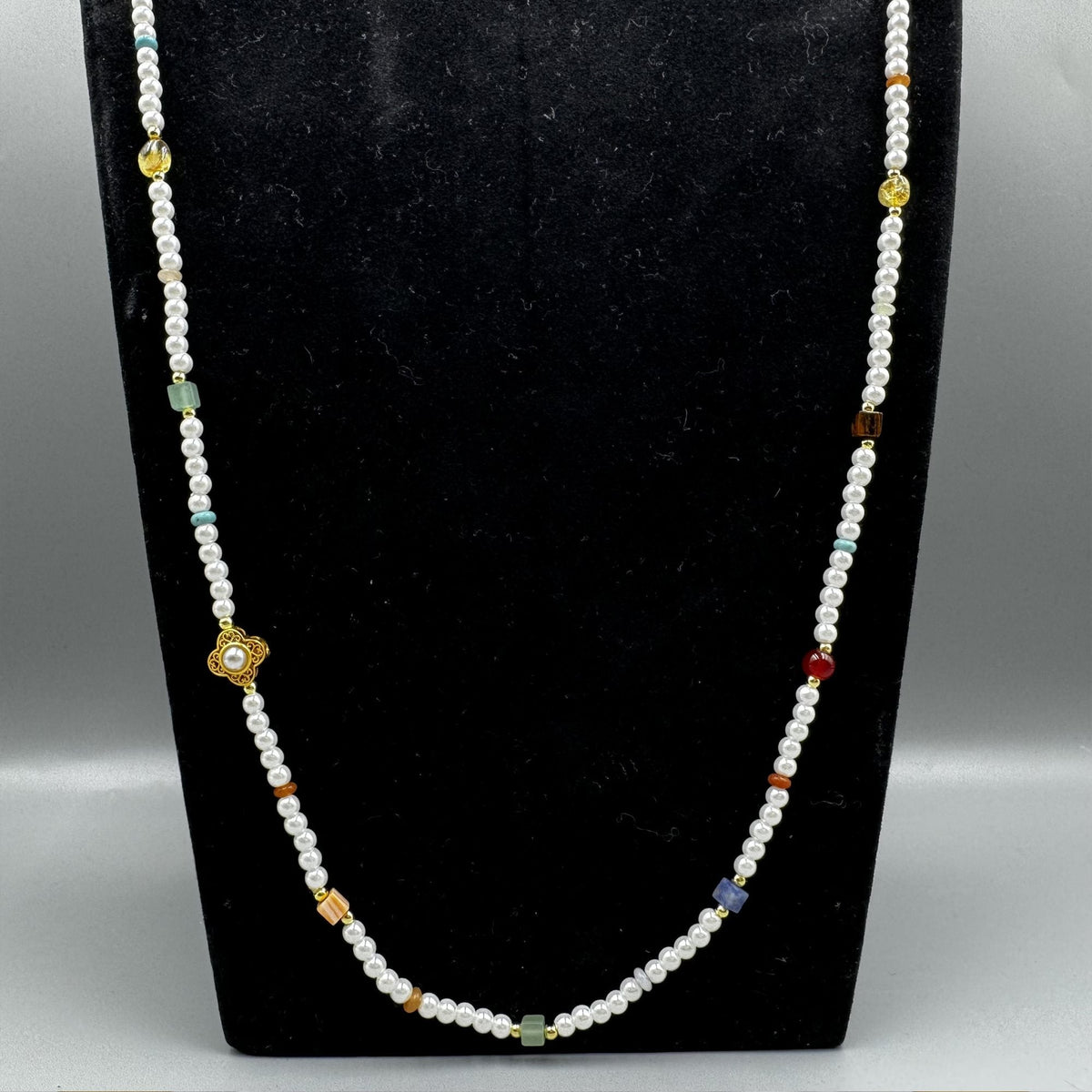 Pearl Natural Stone Bead Long Necklace N5335 - view 11