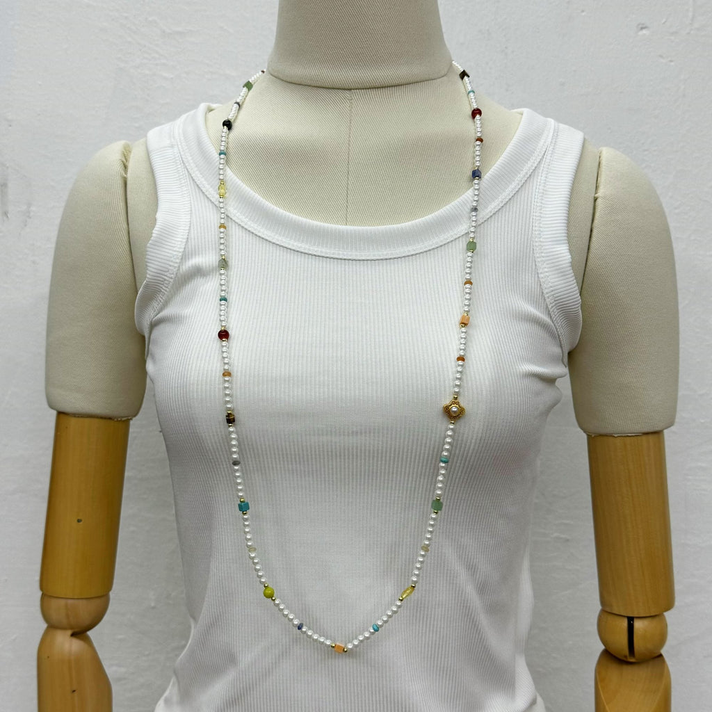 Pearl Natural Stone Bead Long Necklace N5335 - view 3