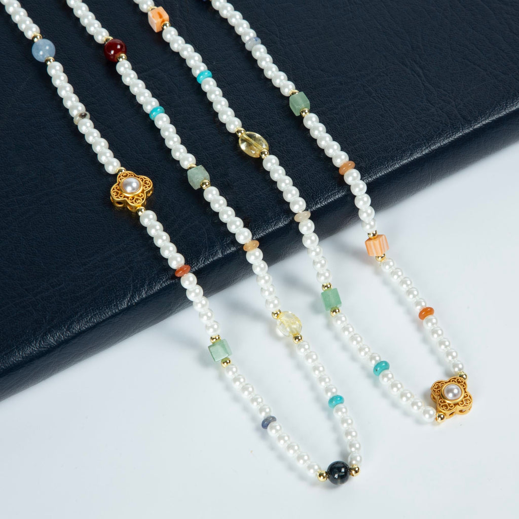 Pearl Natural Stone Bead Long Necklace N5335