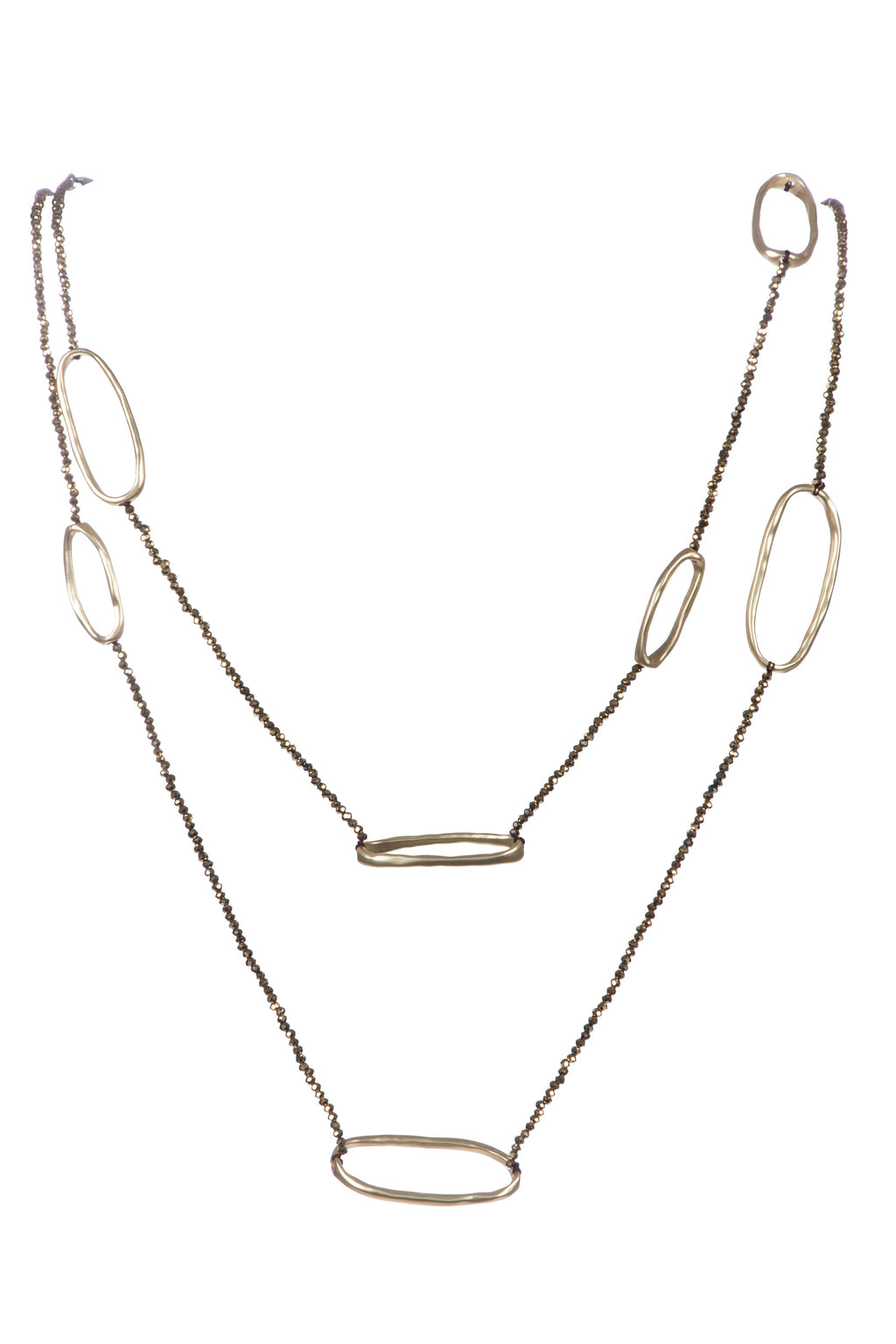 Geometry Circle Crystal Beaded Layered Necklace N5457-Gold - view 2