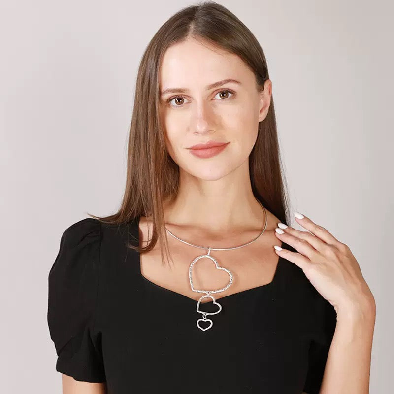 Heart Shaped Metal Necklace N5773 - view 2