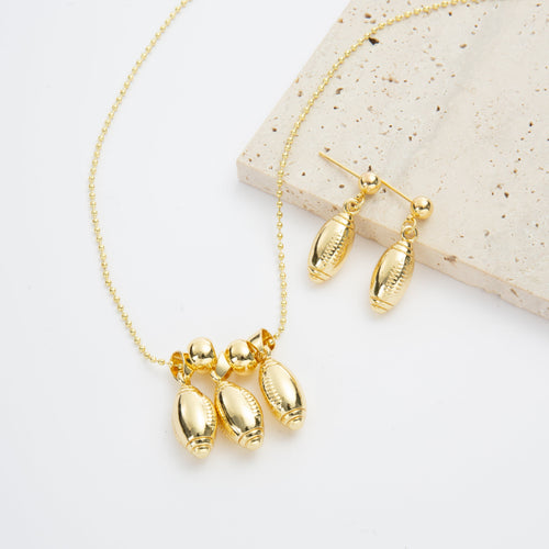 18K Gold-Plated Football Pendant Necklace N5850-SET