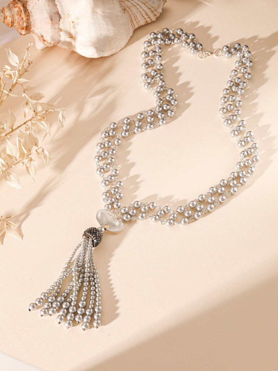 Glass Beads Metal Necklace N5970