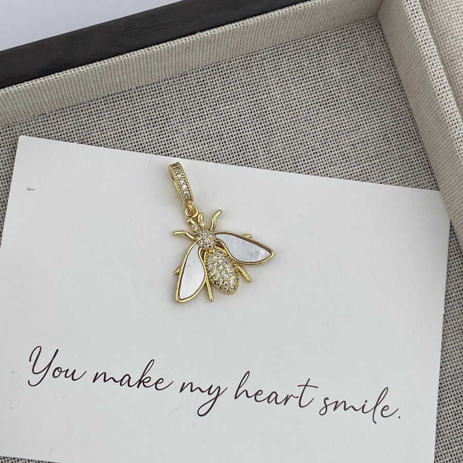 18K Gold-Plated Bee Cubic Zirconia Pendant P0681