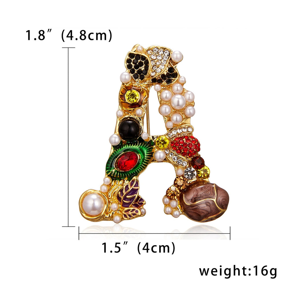 Alloy Rhinestone Alphabet Brooch PA3189