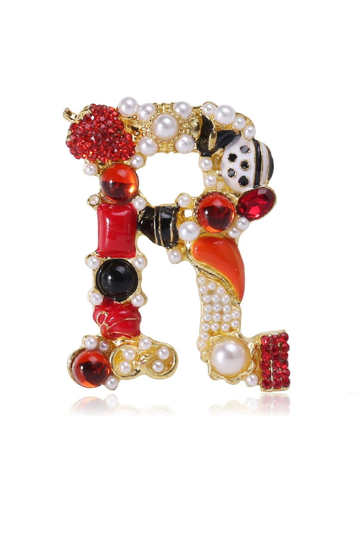 Alloy Rhinestone Alphabet Brooch PA3189