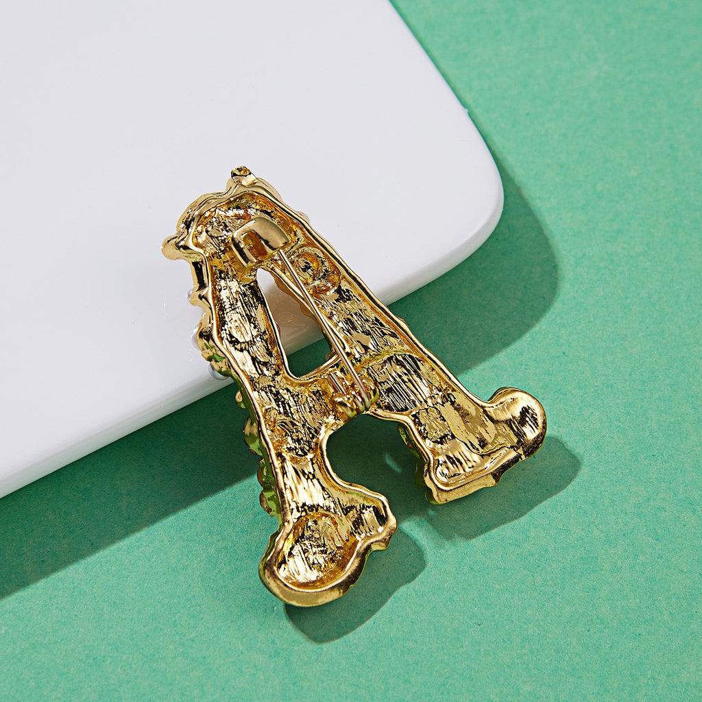 Alloy Rhinestone Alphabet Brooch PA3189