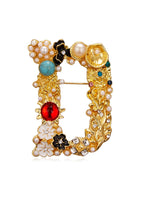 Alloy Rhinestone Alphabet Brooch PA3189