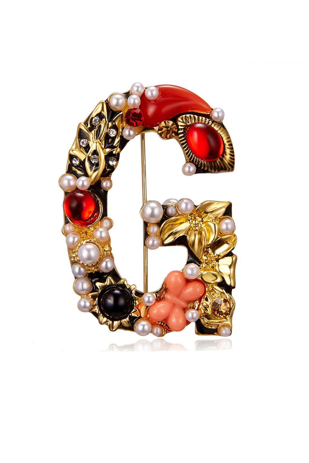 Alloy Rhinestone Alphabet Brooch PA3189