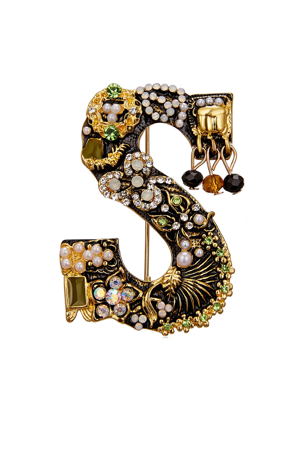 Alloy Rhinestone Alphabet Brooch PA3189