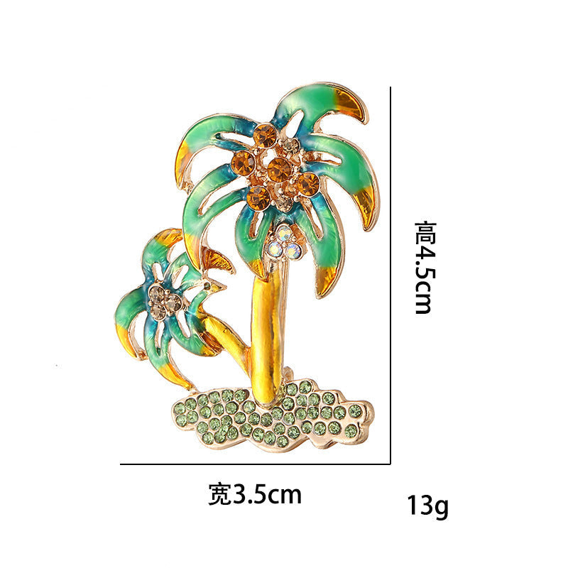 Rhinestone Coconut Tree Brooch PA3235
