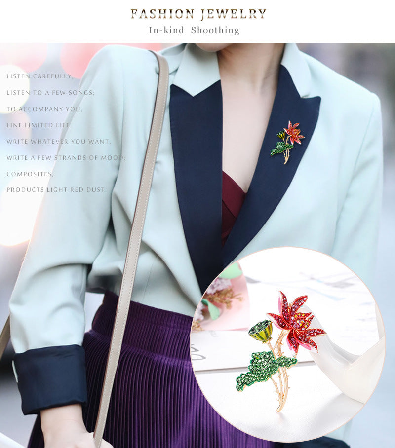 Floral Rhinestone Brooch PA3656 - view 3