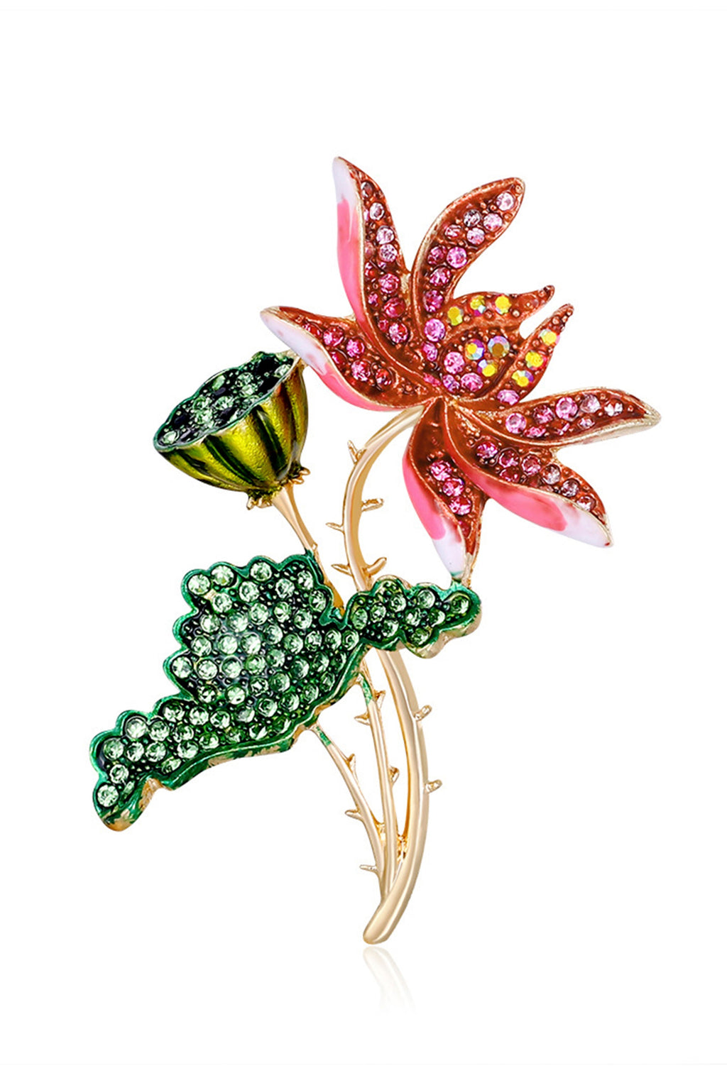 Floral Rhinestone Brooch PA3656 - view 2