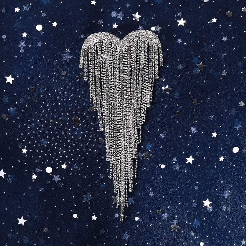 Heart Tassel Rhinestone Brooch PA3668