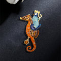 Seahorse Penguin Rhinestone Brooch PA3697