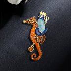 Seahorse Penguin Rhinestone Brooch PA3697