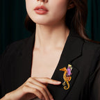 Seahorse Penguin Rhinestone Brooch PA3697