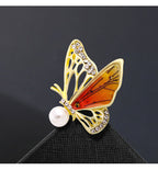 Butterfly Rhinestone Pearl Brooch PA3735