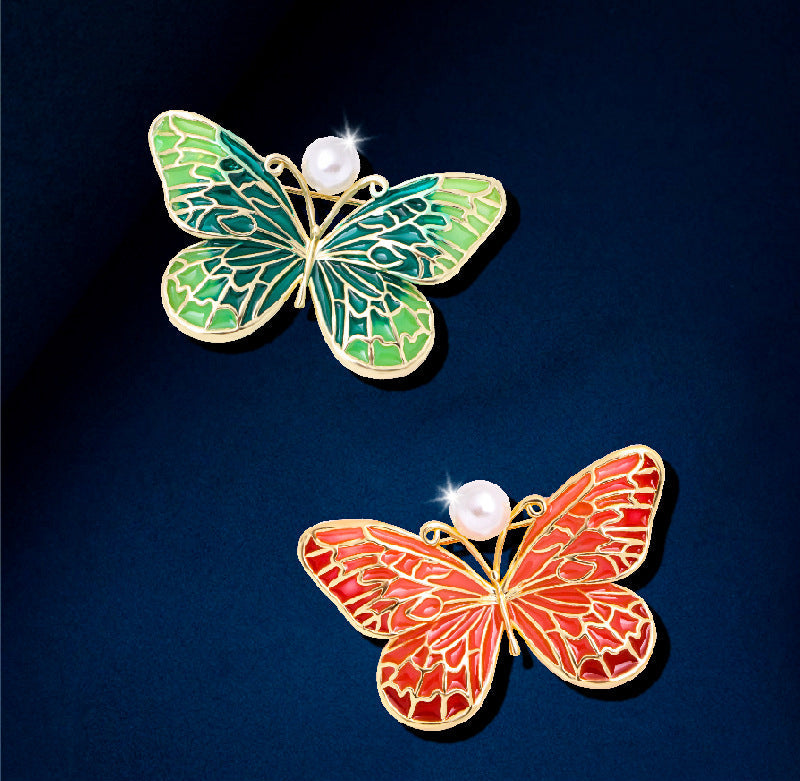 Butterfly Alloy Pearl Brooch PA3738