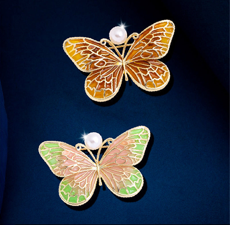 Butterfly Alloy Pearl Brooch PA3738