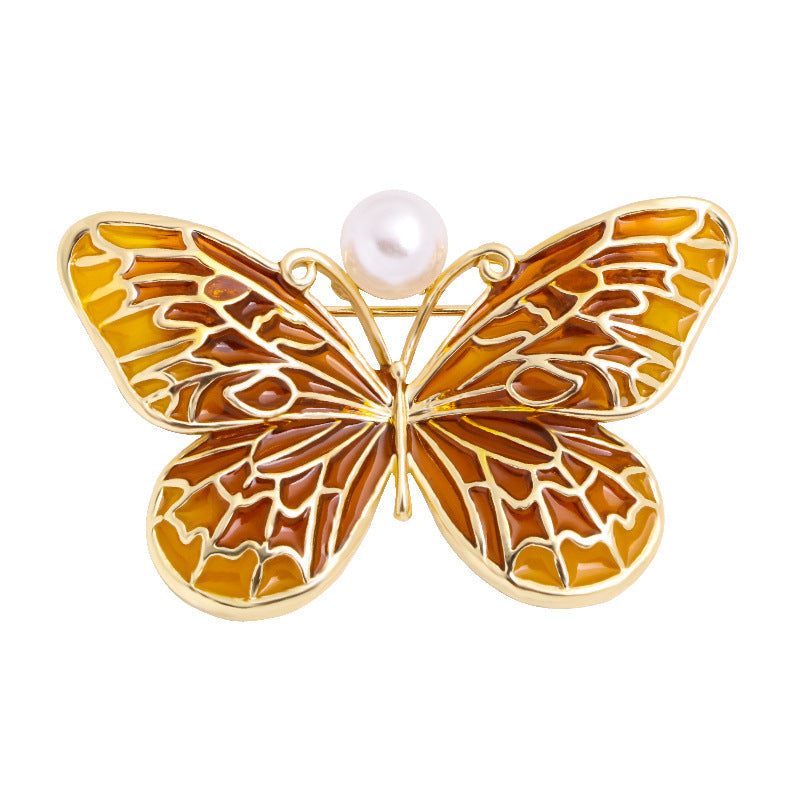 Butterfly Alloy Pearl Brooch PA3738
