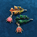 Leaf Ladybug Alloy Brooch PA3767
