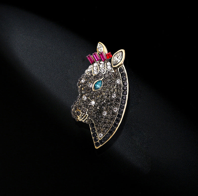 Horse Head Rhinestone Brooch PA3831