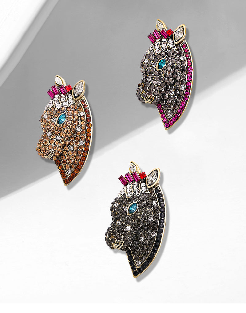 Horse Head Rhinestone Brooch PA3831
