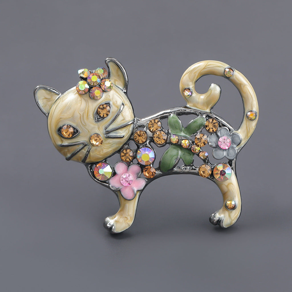 Cat Rhinestone Brooch PA3861 - view 3