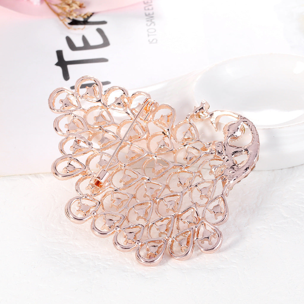 Peacock Rhinestone Brooch PA3925