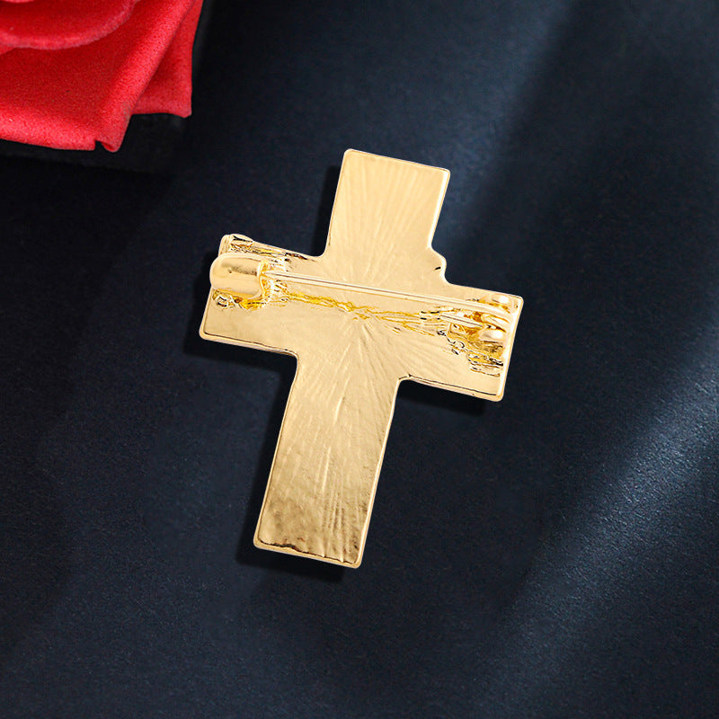 Rose Cross Alloy Brooch PA4028