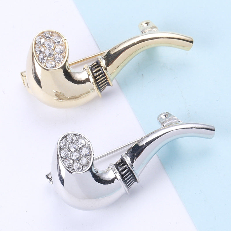 Tobacco Pipe Alloy Brooch PA4116