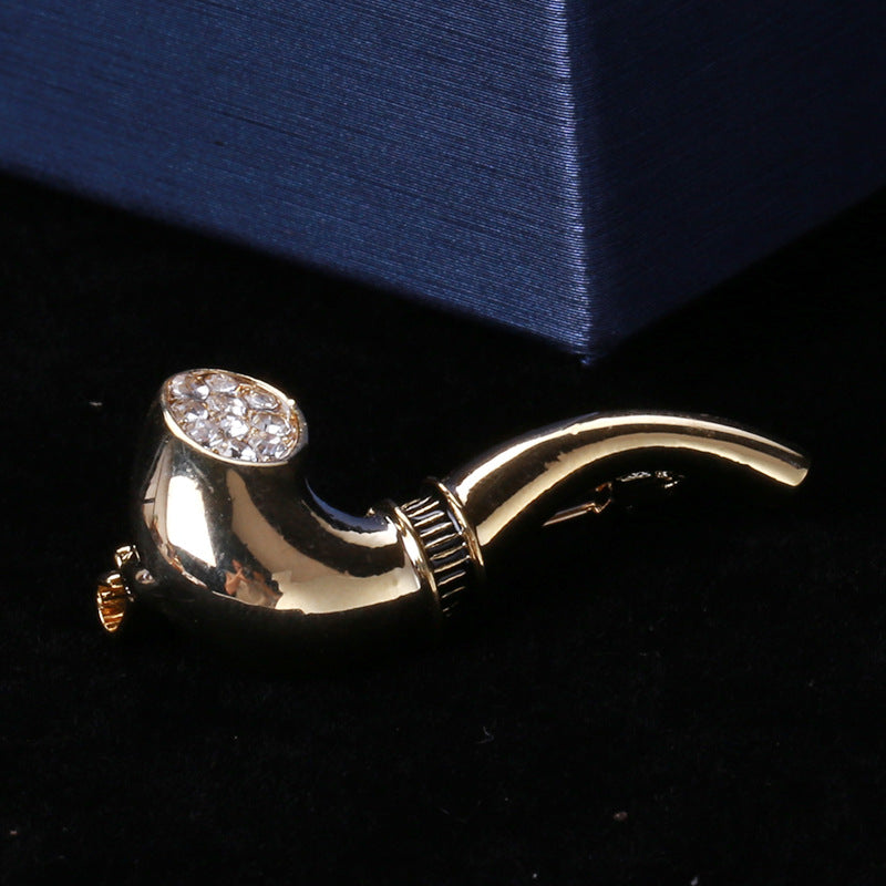 Tobacco Pipe Alloy Brooch PA4116