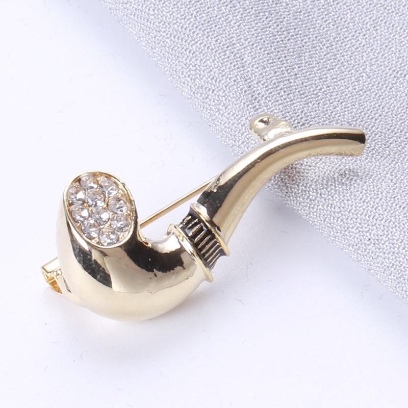 Tobacco Pipe Alloy Brooch PA4116