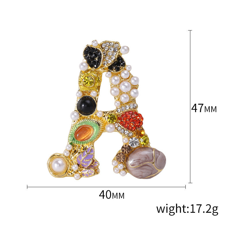 Alphabet Rhinesotne Brooch PA4118