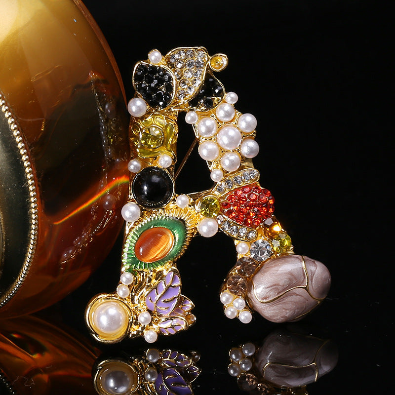 Alphabet Rhinesotne Brooch PA4118