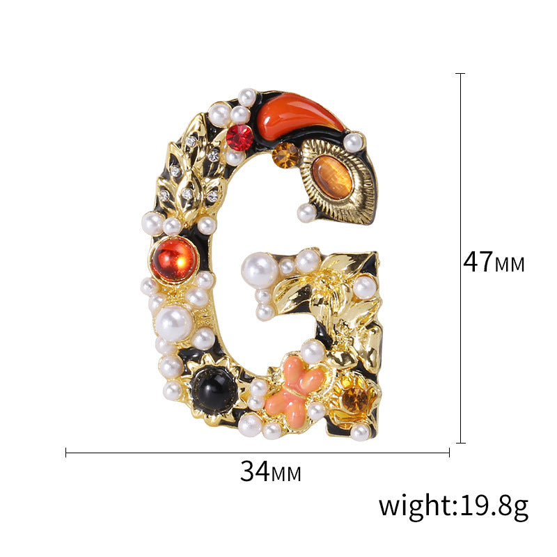 Alphabet Rhinesotne Brooch PA4118
