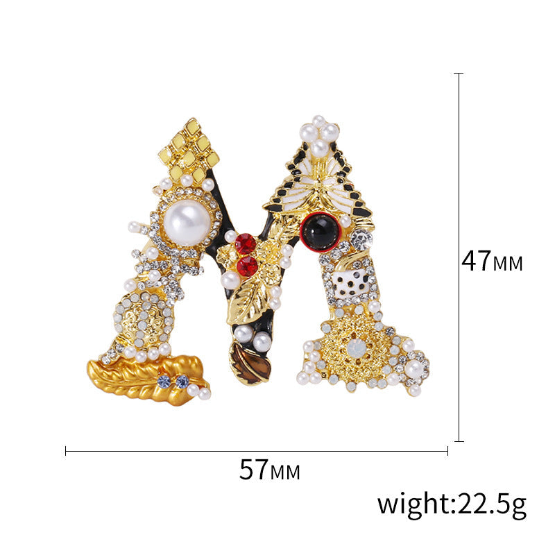 Alphabet Rhinesotne Brooch PA4118