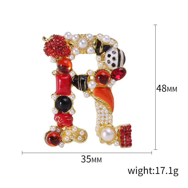 Alphabet Rhinesotne Brooch PA4118