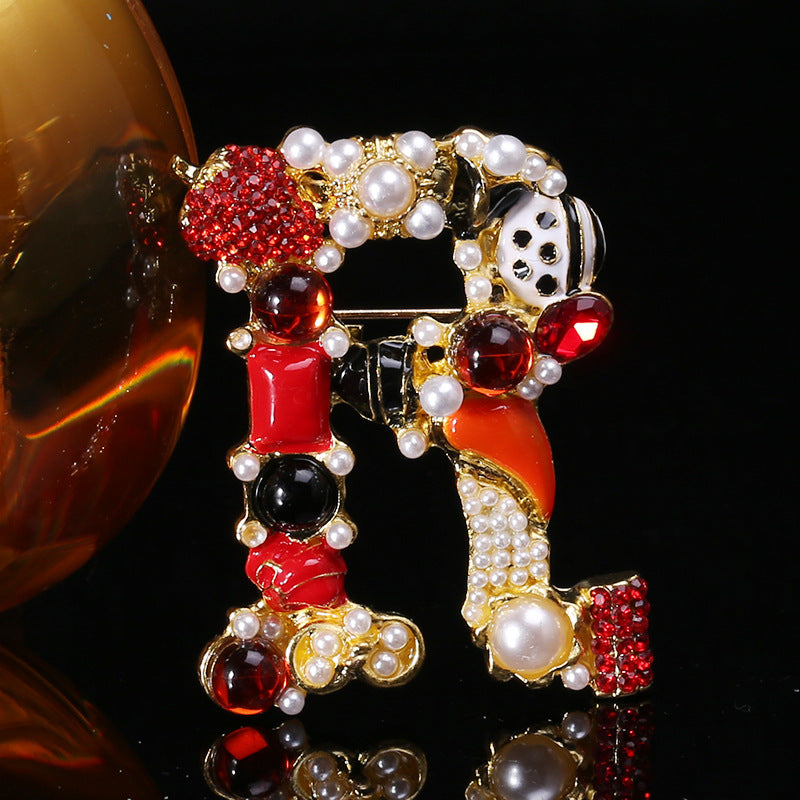 Alphabet Rhinesotne Brooch PA4118