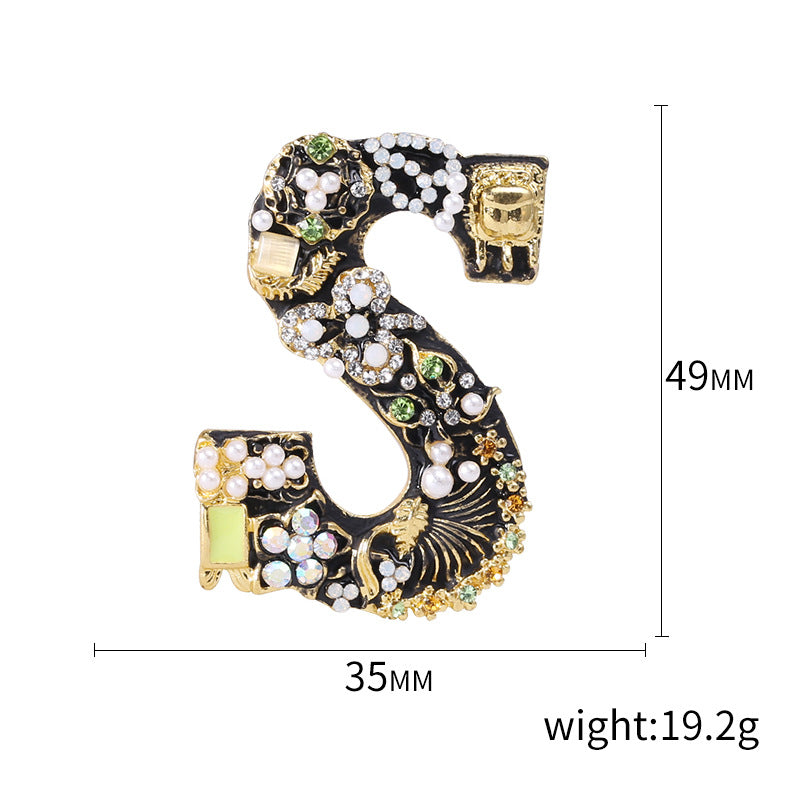 Alphabet Rhinesotne Brooch PA4118