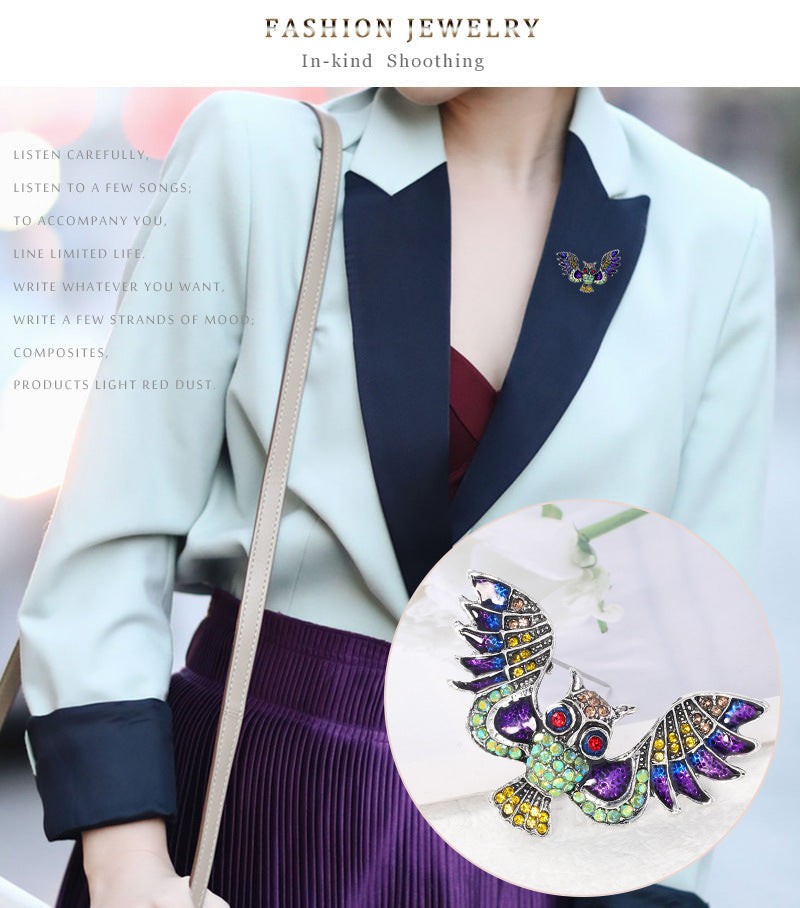 Owl Rhinestone Brooch PA4187