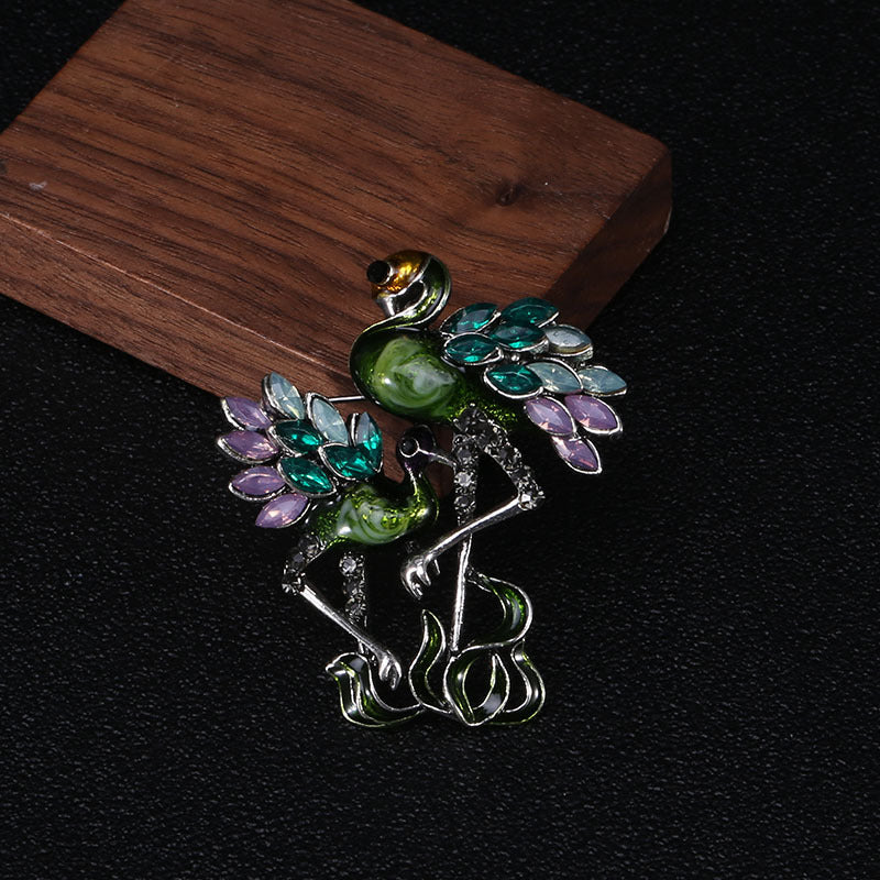 Flamingo Rhinestone Brooch PA4283