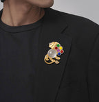 Lion Rhinestone Brooch PA4527