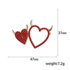 Two Heart Rhinestone Brooch PA4556