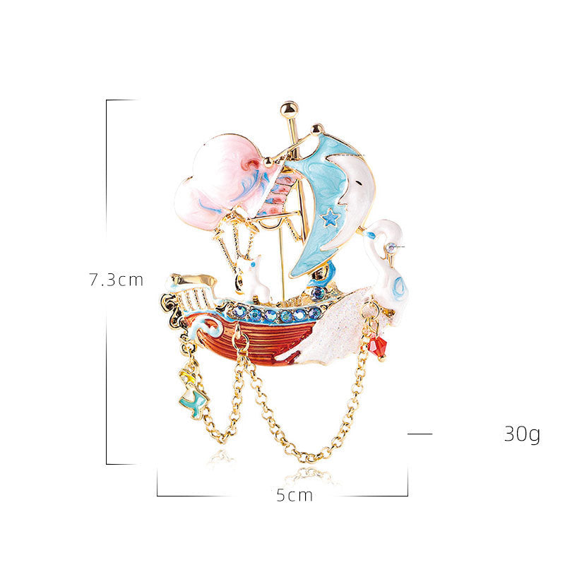 Sailboat Crystal Alloy Brooch PA4569 - view 5