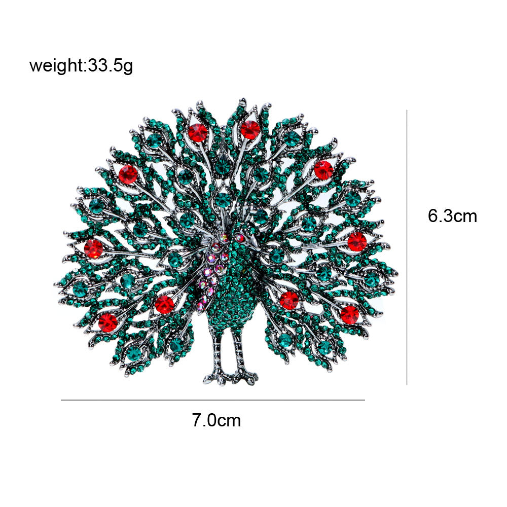 Peacock Rhinestone Brooch PA4582